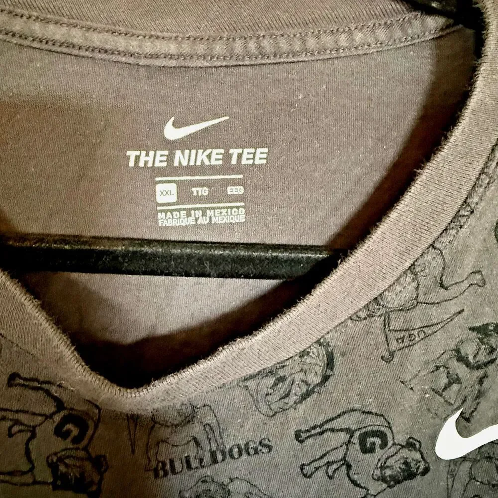 Nike Georgia Bulldogs T Shirt Mens XXL Gray All Over Print College Football